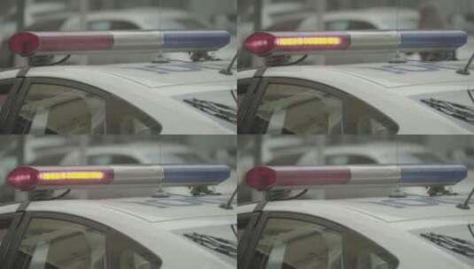 警车车顶上闪烁的闪光灯高清在线视频素材下载