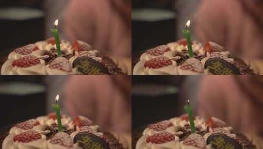 生日蜡烛燃烧到吹灭高清在线视频素材下载
