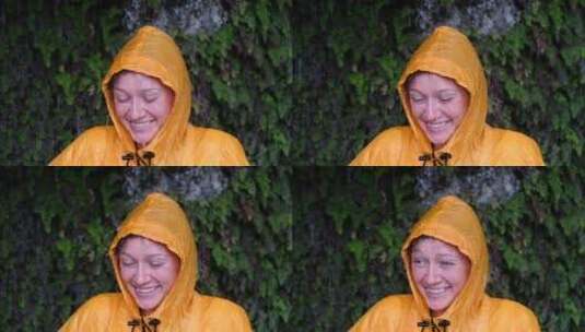 倾盆大雨中的女人高清在线视频素材下载