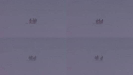 在暴风雪中的探险队高清在线视频素材下载