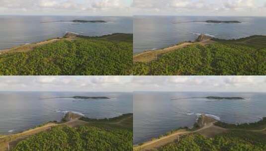 航拍海岸岛的景色高清在线视频素材下载