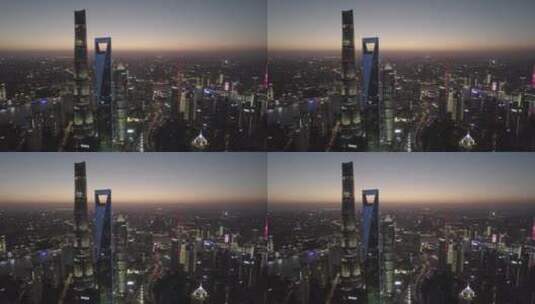 上海陆家嘴金融区日落航拍4K高清在线视频素材下载