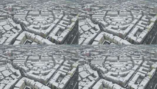 航拍 南方 城市 住宅楼 冬天 雪景高清在线视频素材下载