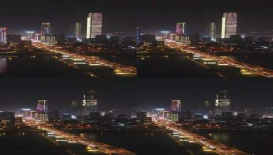 湖南长沙城市夜景灯光秀竖屏航拍高清在线视频素材下载