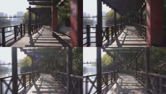 湖南衡阳平湖公园人行桥湖景自然风光高清在线视频素材下载