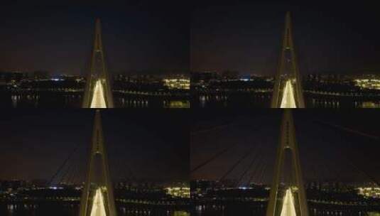 重庆马桑溪大桥夜景航拍延时高清在线视频素材下载