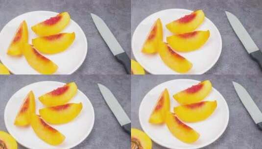 黄桃水果切片果蔬美食4k视频高清在线视频素材下载