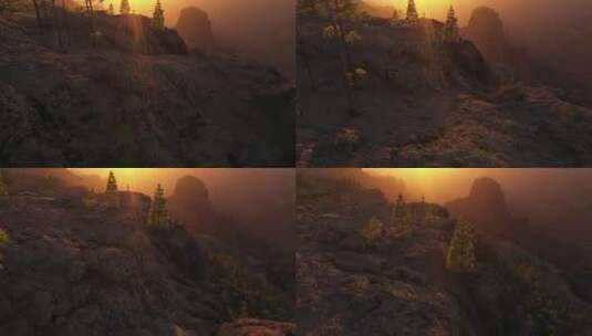 夕阳下的山峰高清在线视频素材下载
