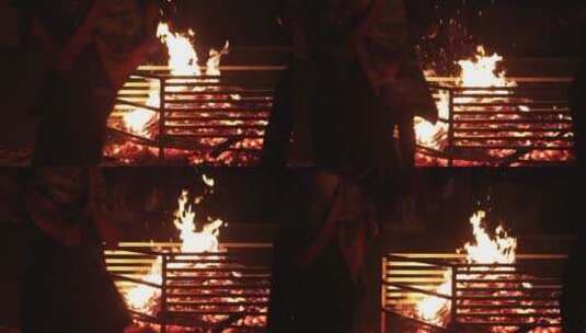 篝火中木材燃烧视频素材4高清在线视频素材下载