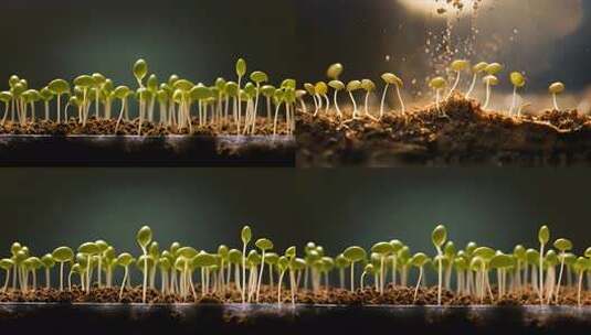 春天种子发芽 植物栽培 植物播种 豌豆苗高清在线视频素材下载