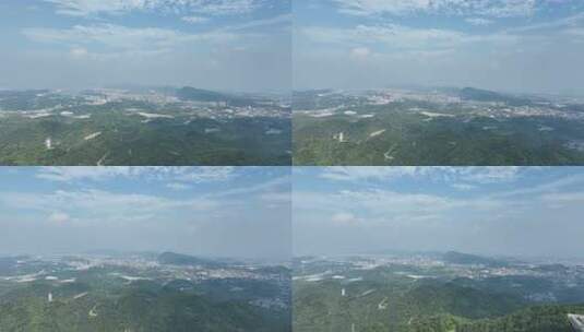 黄石市大景航拍城市远景山顶眺望远方城市高清在线视频素材下载