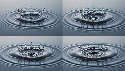 水滴入水溅起水花与涟漪高清在线视频素材下载