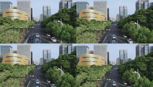 杭州滨江城区现代城市建筑和道路航拍高清在线视频素材下载