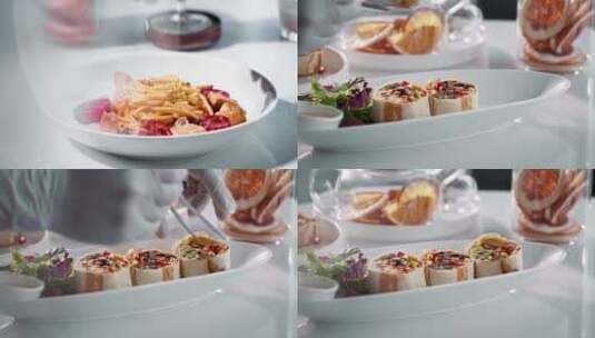 轻食厨师为顾客做简餐高清在线视频素材下载