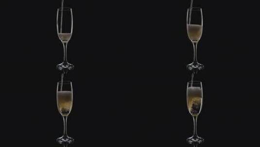 将香槟倒入玻璃杯。起泡葡萄酒饮料高清在线视频素材下载