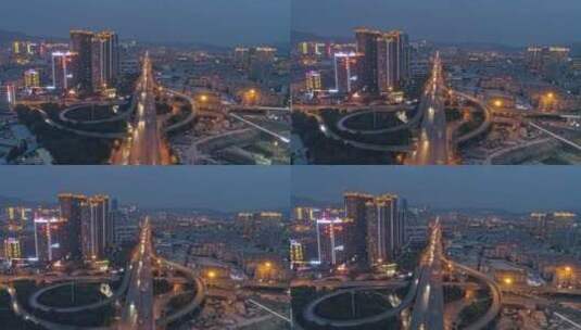 立交桥夜景航拍高清在线视频素材下载