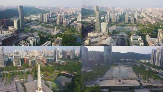 航拍重庆两江新区幸福广场高清在线视频素材下载