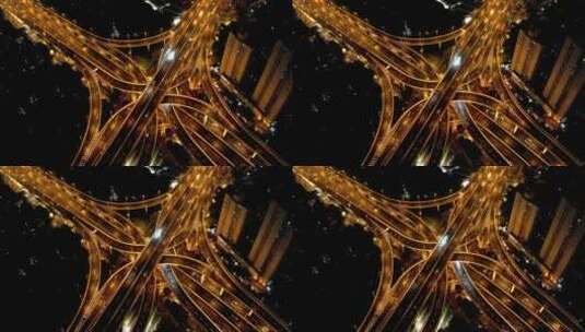 上海延安路高架夜景航拍高清在线视频素材下载