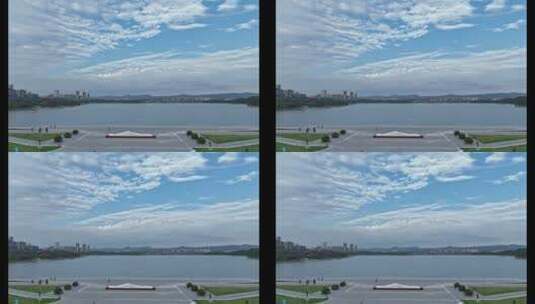 4k高清航拍成都天府新区兴隆湖天空延时高清在线视频素材下载