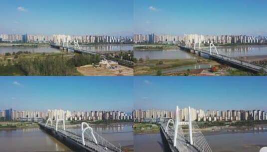 陕西汉中龙岗大桥大景前进越过高清在线视频素材下载