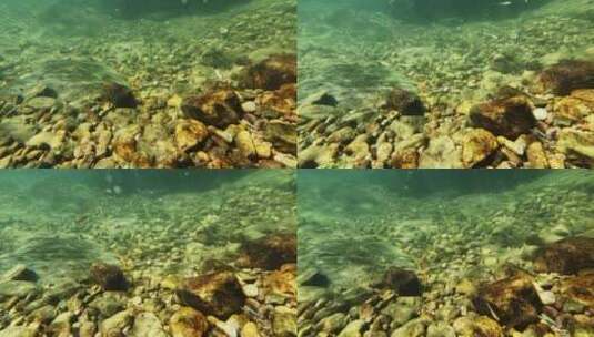 小溪水下镜头清澈见底溪流高清4K纯净水高清在线视频素材下载