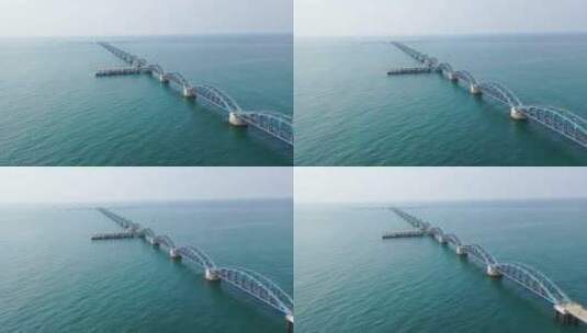 广西北海涠洲岛海滨蓝桥自然风光航拍高清在线视频素材下载