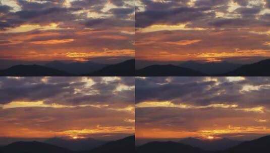 山上日出延时阳光云朵山峰风景早上太阳升起高清在线视频素材下载