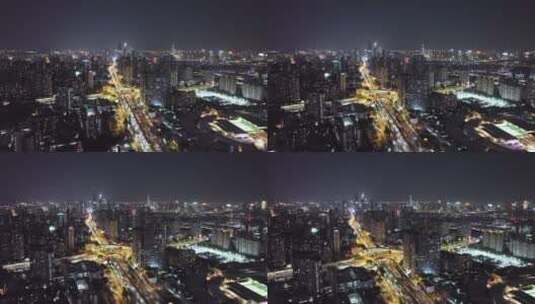 航拍广州天河城市天际线夜晚风光高清在线视频素材下载