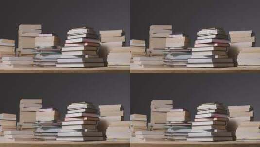 书堆低角度拍摄高清在线视频素材下载