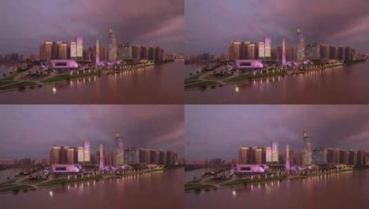 唯美长沙北辰三角洲城市夜景航拍xd高清在线视频素材下载