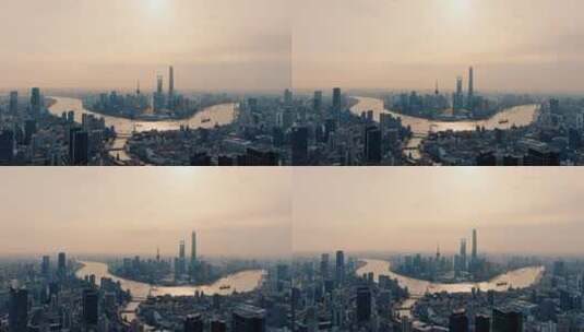 上海天际清晨航拍高清在线视频素材下载