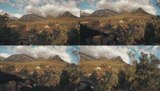 山地车骑手在山林里骑行高清在线视频素材下载