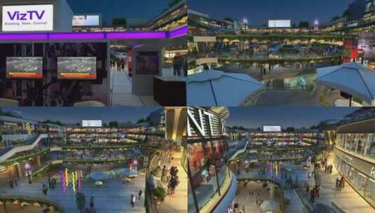 高端商业广场人海穿梭三维动画高清在线视频素材下载