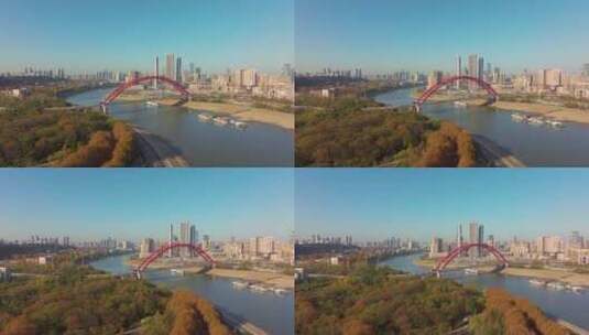 武汉汉阳南岸嘴公园秋季风光高清在线视频素材下载