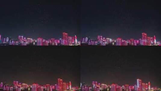 航拍武汉江汉关跨年放气球灯光秀人山人海高清在线视频素材下载