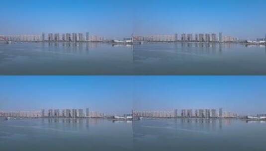 航拍湖南长沙湘江的江景房高清在线视频素材下载