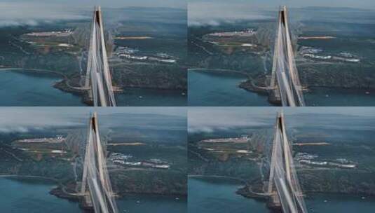 日出的海上桥梁高清在线视频素材下载