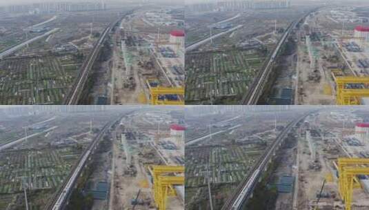 上海高架桥梁工程施工地高清在线视频素材下载