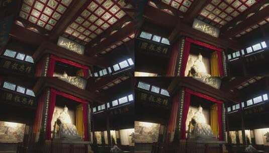 杭州岳王庙大殿内的岳飞塑像高清在线视频素材下载