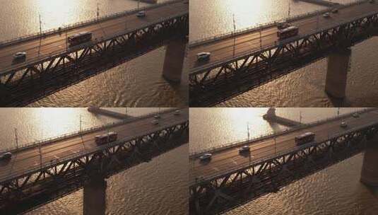 湖北武汉傍晚长江大桥高清在线视频素材下载