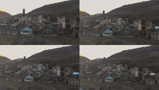 无人机拍摄古老废弃村落高清在线视频素材下载