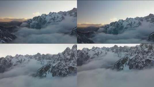 西藏林芝察隅大峡谷早晨雪山云海高清在线视频素材下载