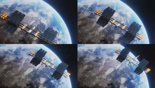 空间站绕现实地球运行4K高清在线视频素材下载