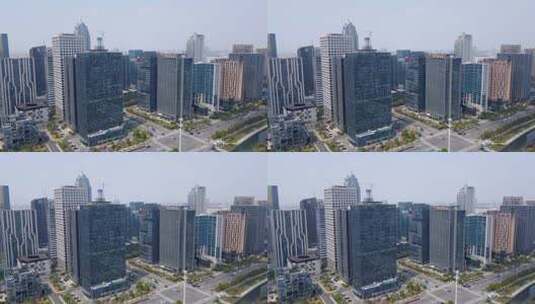 4k 航拍宁波南部商务区街景高清在线视频素材下载