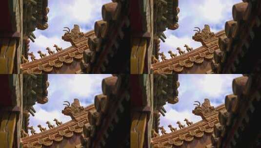 故宫紫禁城皇宫宫殿脊兽建筑延时摄影高清在线视频素材下载
