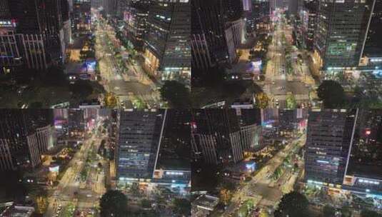 4K深圳福田区CBD城市夜景航拍高清在线视频素材下载