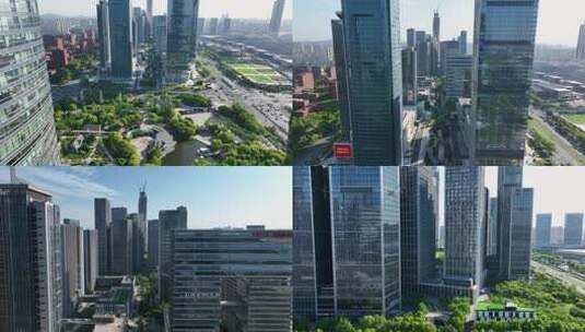 航拍南京建邺区CBD城市风光高清在线视频素材下载