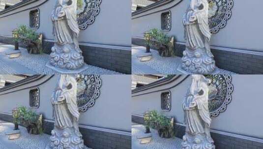 中式庭院雕像 老子 孔子  孔子像 老子像高清在线视频素材下载