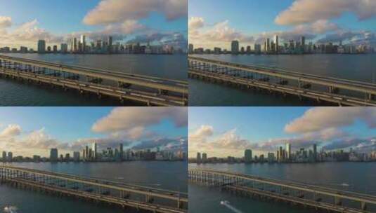 日落时分的跨海大桥高清在线视频素材下载