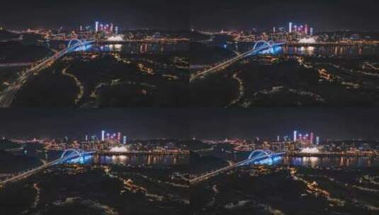 南宁大桥五象总部基地春节夜景延时高清在线视频素材下载